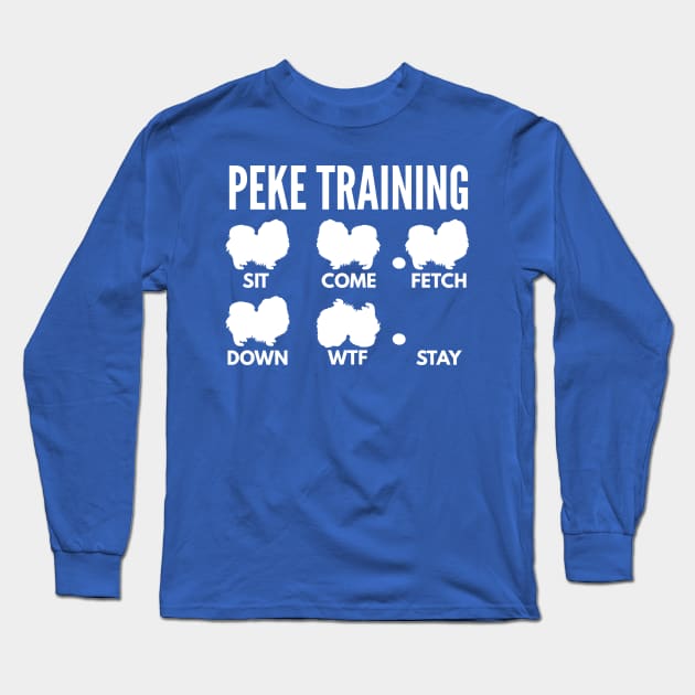 Peke Training Pekingese Dog Tricks Long Sleeve T-Shirt by DoggyStyles